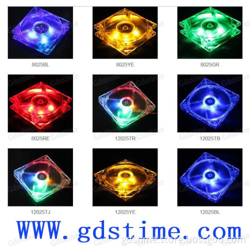 GDT 2Pin 5V 12V 8cm 80MM 12cm 120mm Transparent DC Axial LED Case Cooling Fan